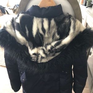 Navy Winter Coat with Faux Fur Trim